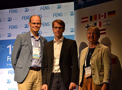 Eero Castren, Botond Roska and Marlies Dorlöchter at FENS Forum 2018